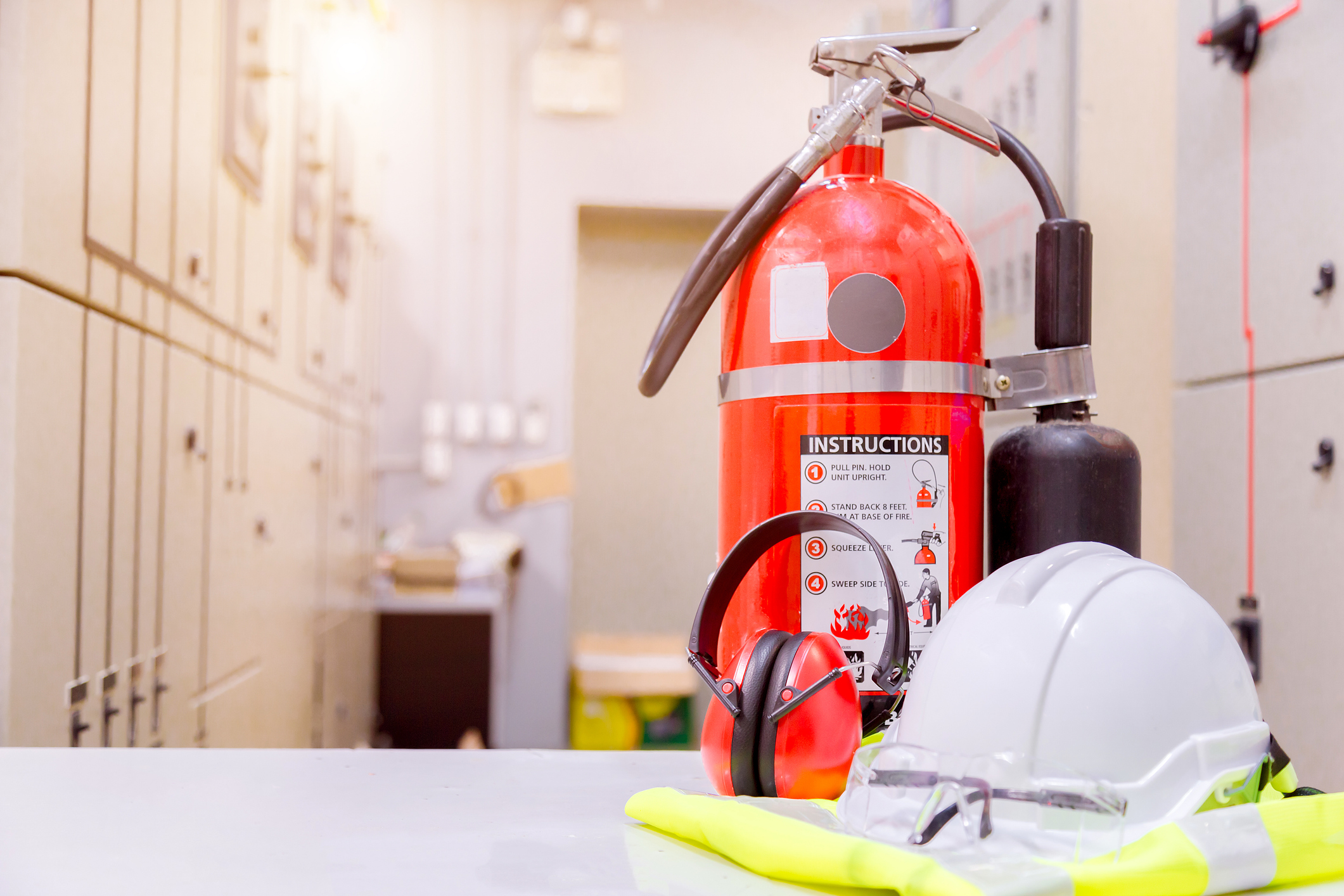 Fire extinguisher safety in control room.