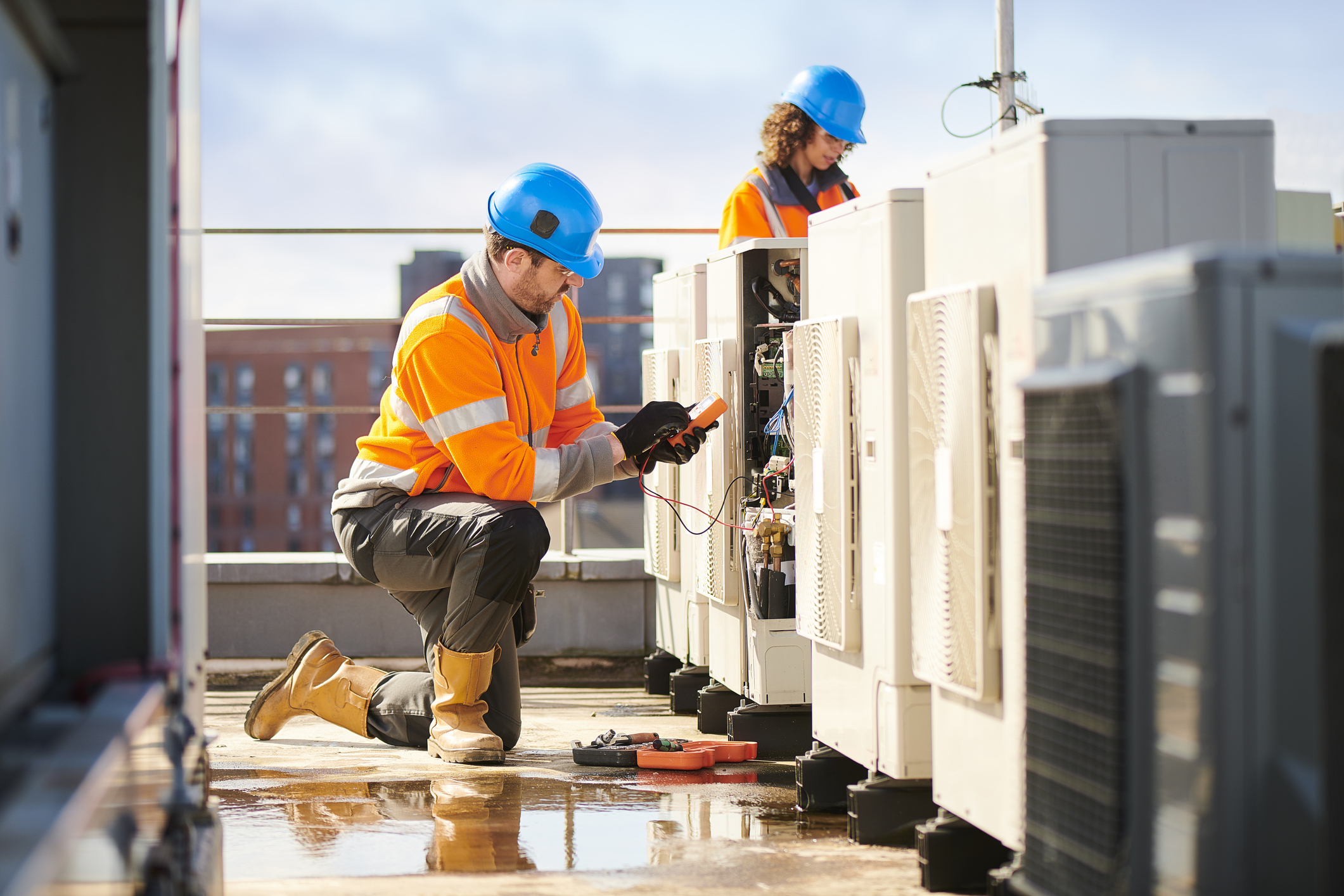 aircon team on rooftop